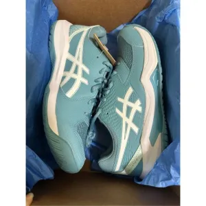 Asics Gel Dedicate 8 Gris Blue White Court Shoes Sneakers 9 Wide
