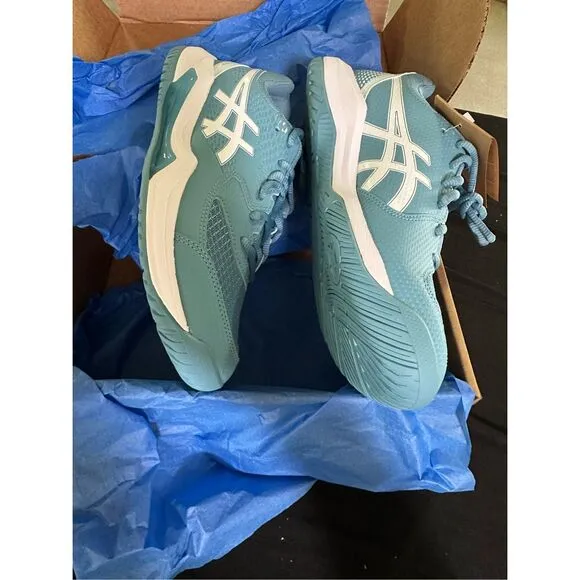 Asics Gel Dedicate 8 Gris Blue White Court Shoes Sneakers 9 Wide