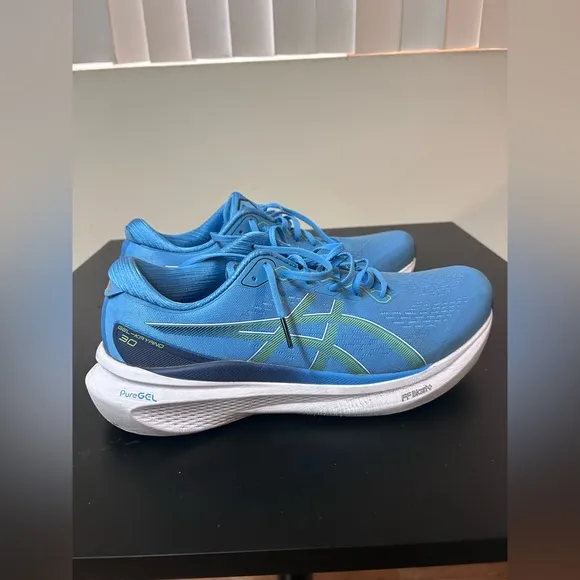 Asics Gel Kayano 30 Waterscape Blue Electric Green Running Shoes Mens Size 11.5