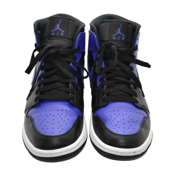 B0 Auth NIKE AIR JORDAN 1 Mid SE Black Hyper Royal Shoes 554724-077 Size 8.5