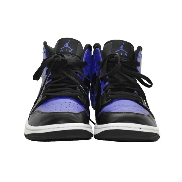 B0 Auth NIKE AIR JORDAN 1 Mid SE Black Hyper Royal Shoes 554724-077 Size 8.5