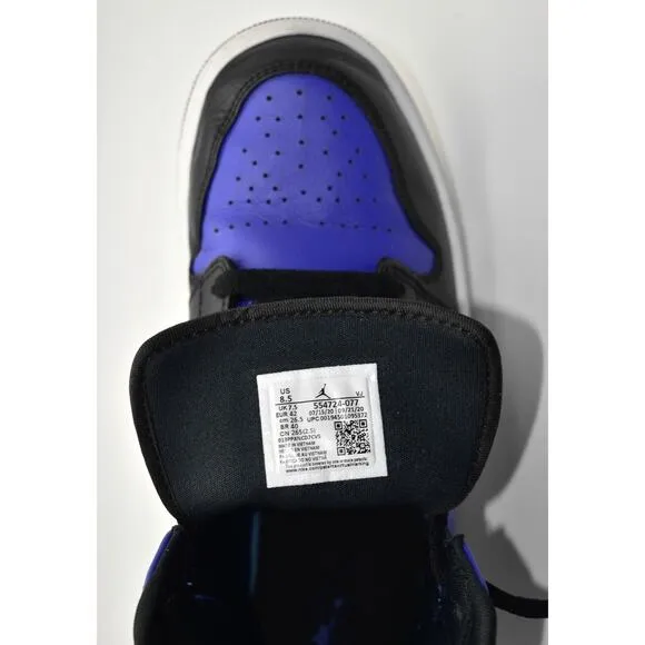 B0 Auth NIKE AIR JORDAN 1 Mid SE Black Hyper Royal Shoes 554724-077 Size 8.5
