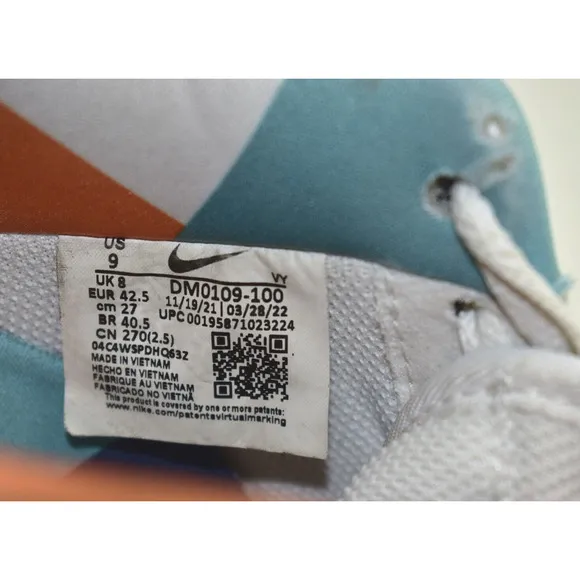 B5 Auth NIKE AIR FORCE 1 '07 LV8 EMB Wht/Malachite-Pearl Shoes DM0109-100 Size 9