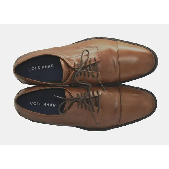 B8 Auth COLE HAAN Grand British Tan Leather Cap Toe Oxford Shoes C34138 Size 13M