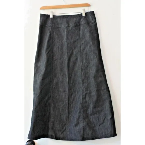 Baby O Skirt Womens sz 6 Black Denim Maxi Long A-Line