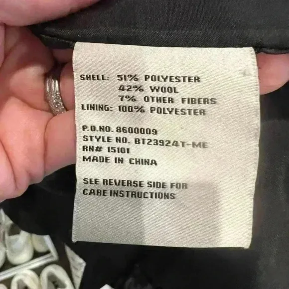 Bar Ill Double-breasted Wool-blend Pea Coat Black/Grey, Size Small