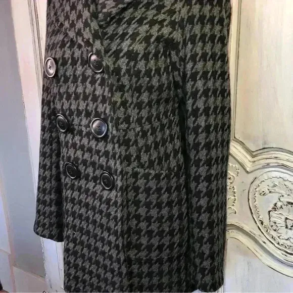 Bar Ill Double-breasted Wool-blend Pea Coat Black/Grey, Size Small