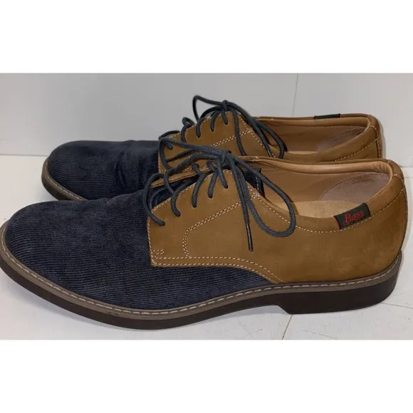 Bass Piedmont Men's Sz 11 M Shoes Blue Brown Suede Corduroy Comfort Oxfords