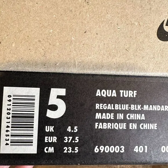 Big Kids Boys‎ Nike Aqua Turf Rare Vintage 1993 Blue Water Sock Shoes Size 5 Y