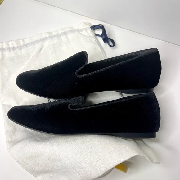 Birdies The Starling Black Velvet Loafers Flats Slip On Shoes 6.5