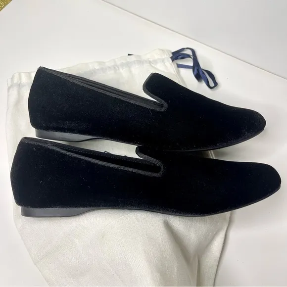 Birdies The Starling Black Velvet Loafers Flats Slip On Shoes 6.5