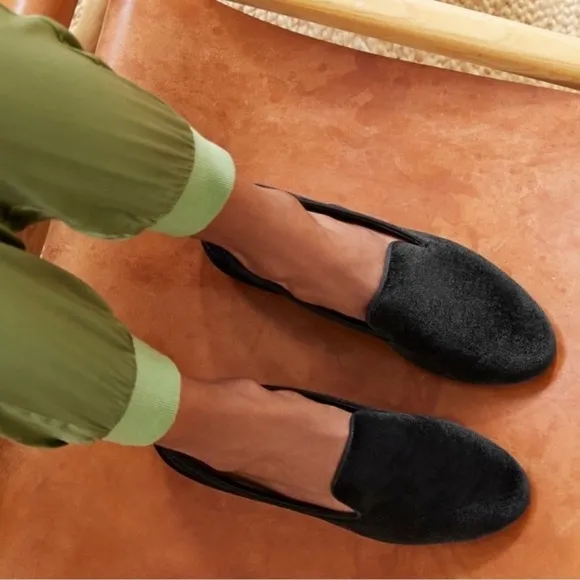 Birdies The Starling Black Velvet Loafers Flats Slip On Shoes 6.5