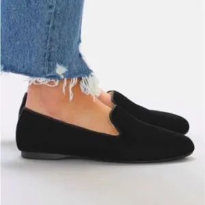 Birdies The Starling Black Velvet Loafers Flats Slip On Shoes 6.5