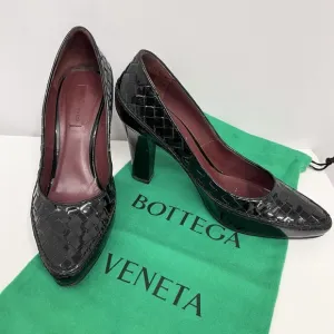 Bottega Veneta Patent Leather Pumps Shoes Black Woven Style‎ Size 39 9