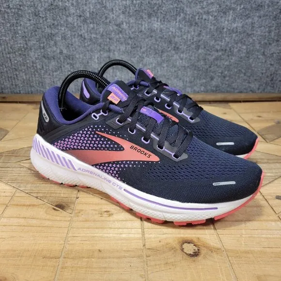 Brooks Adrenaline GTS 22 Shoes Womens 10 Black Purple Coral Support Road Running