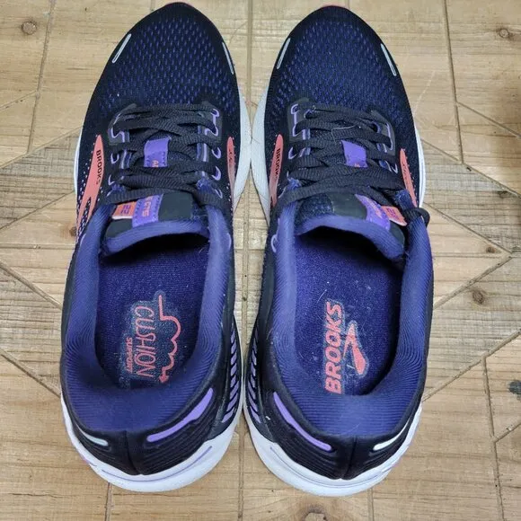 Brooks Adrenaline GTS 22 Shoes Womens 10 Black Purple Coral Support Road Running