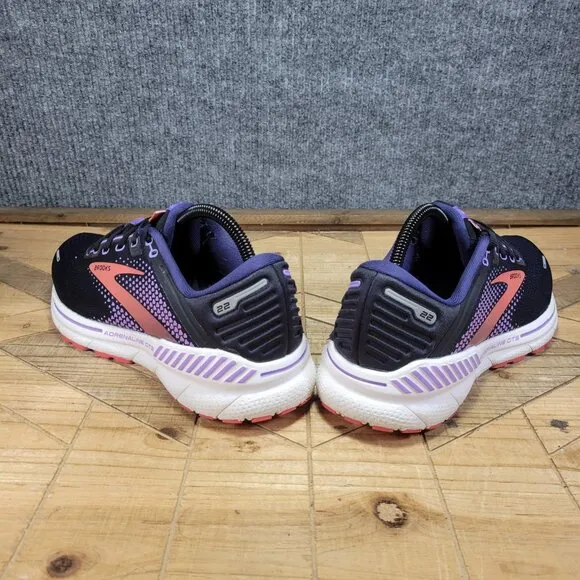 Brooks Adrenaline GTS 22 Shoes Womens 10 Black Purple Coral Support Road Running