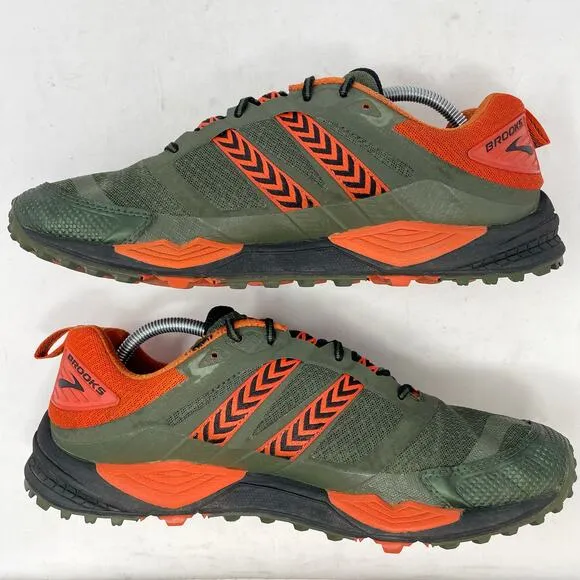 Brooks Cascadia 12 Green Orange Running Shoes Mens Size 11.5