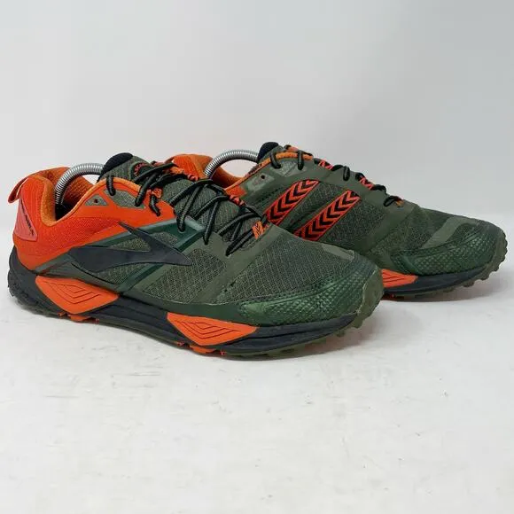 Brooks Cascadia 12 Green Orange Running Shoes Mens Size 11.5