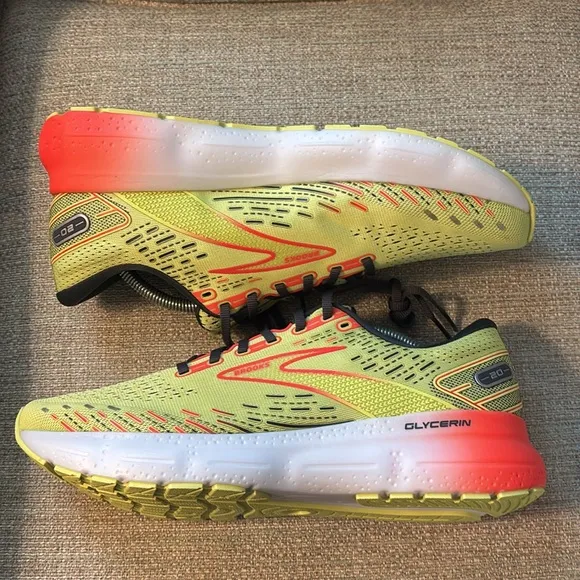 Brooks Glycerin 20 LIME / RED / EBONY Cushion Road Running Shoes Men’s size 11