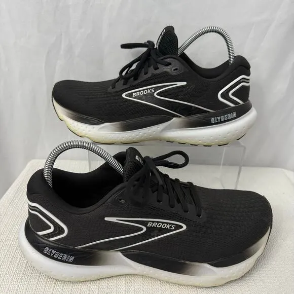 Brooks Glycerin 21 Shoes Mens Size 9.5 D Black White Sneakers Running
