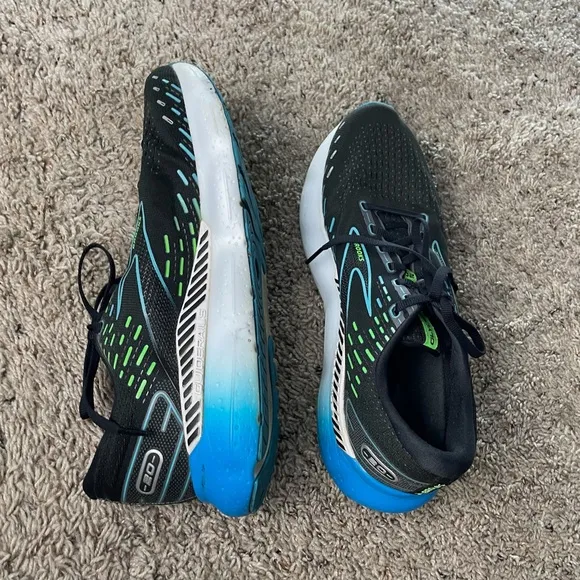 Brooks Glycerin GTS 20 Men's Size 11.5 Road Running Shoes Black Blue Athletic