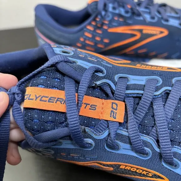 Brooks Glycerin GTS 20 Shoes Mens 9 Wide Blue Depths Palace Orange Road Running