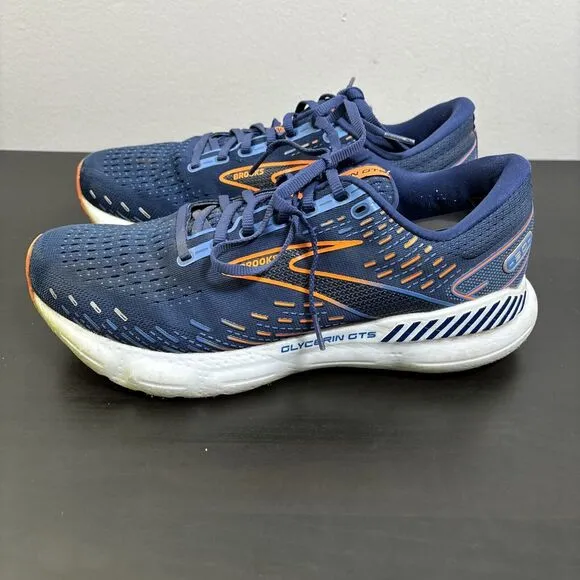 Brooks Glycerin GTS 20 Shoes Mens 9 Wide Blue Depths Palace Orange Road Running