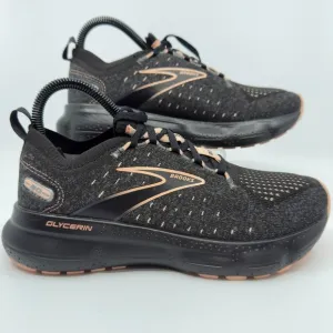 Brooks Glycerin Stealthfit 20 Road Running Shoes Womens 7 Black Peach Sneakers