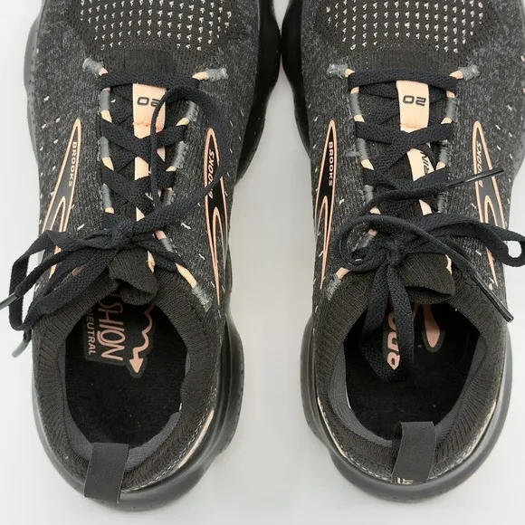 Brooks Glycerin Stealthfit 20 Road Running Shoes Womens 7 Black Peach Sneakers