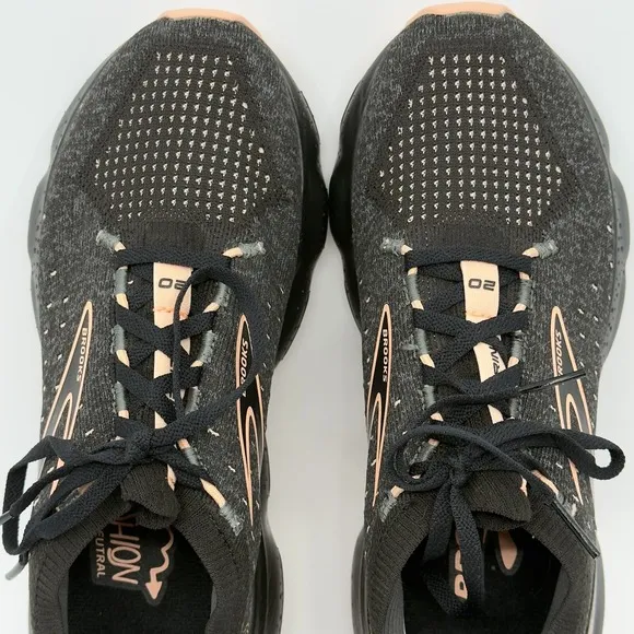 Brooks Glycerin Stealthfit 20 Road Running Shoes Womens 7 Black Peach Sneakers