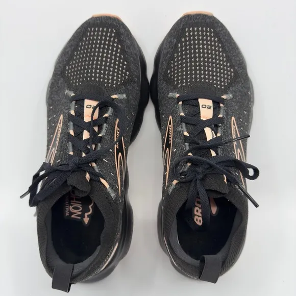 Brooks Glycerin Stealthfit 20 Road Running Shoes Womens 7 Black Peach Sneakers