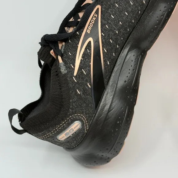 Brooks Glycerin Stealthfit 20 Road Running Shoes Womens 7 Black Peach Sneakers