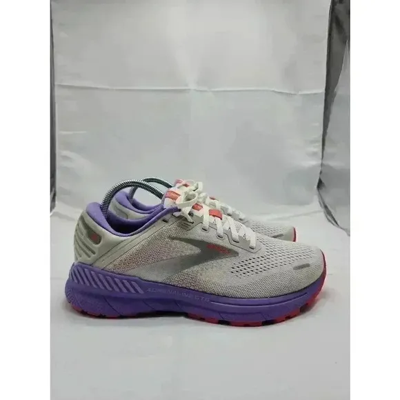 Brooks Womens Adrenaline GTS 22 Road Running Shoes White Coral Purple Size 9.5