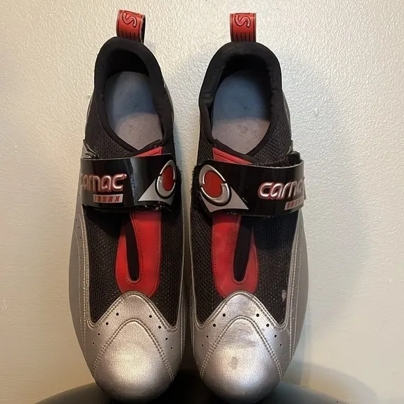 Carnac TRS 8 Triathlon Shoes Road Bike Cyclist Silver Black Red Mens Size 14