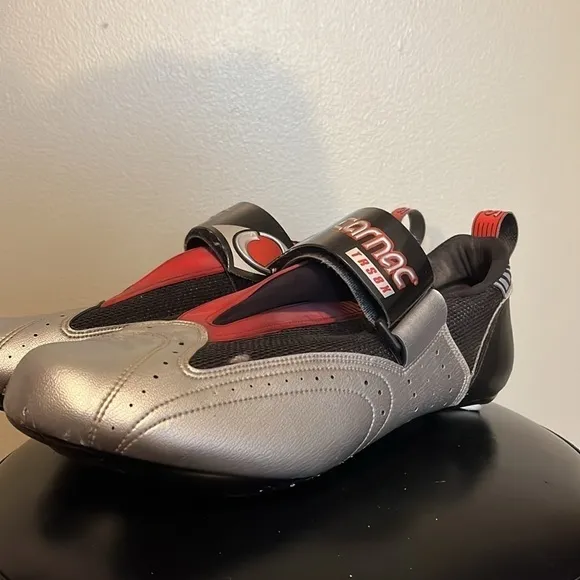 Carnac TRS 8 Triathlon Shoes Road Bike Cyclist Silver Black Red Mens Size 14