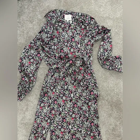 Cinq a Sept - Quin Floral Tie Midi Dress - size 0 - Very Good Used Condition