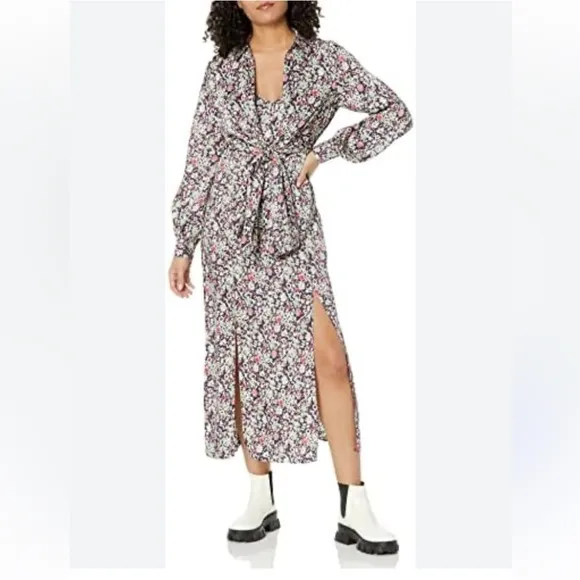 Cinq a Sept - Quin Floral Tie Midi Dress - size 0 - Very Good Used Condition