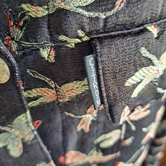 Citron Santa Monica Collection Black Multicolor Dragonfly Jacket Silk Blend L
