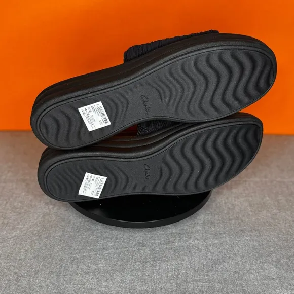 Clarks Womens Drift Petal Sandal Black Frabric Slide Size 12 NEW