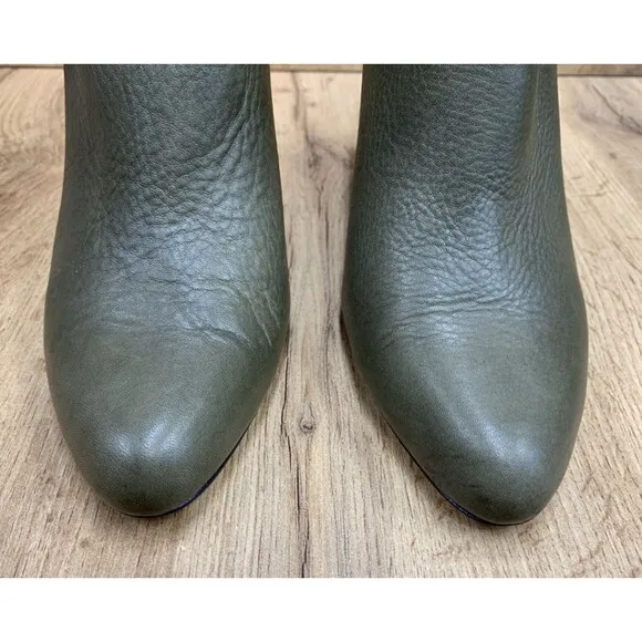 Coach Womens Unna Stiletto Bootie Shoes Green 4.5 Inch Heels Back Zip Size 11B