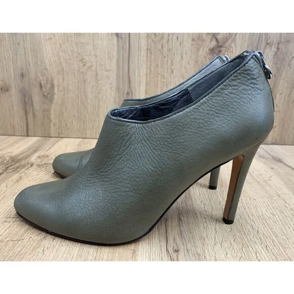 Coach Womens Unna Stiletto Bootie Shoes Green 4.5 Inch Heels Back Zip Size 11B