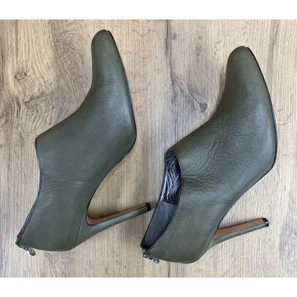 Coach Womens Unna Stiletto Bootie Shoes Green 4.5 Inch Heels Back Zip Size 11B