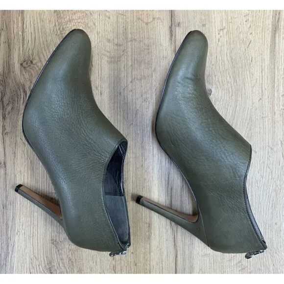 Coach Womens Unna Stiletto Bootie Shoes Green 4.5 Inch Heels Back Zip Size 11B