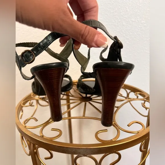 Cole Hann Two- Tone Strap Braided Heels Size 9.5