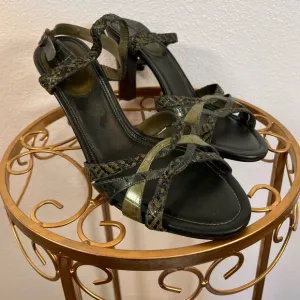 Cole Hann Two- Tone Strap Braided Heels Size 9.5