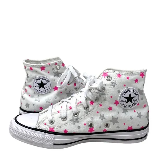 Converse Chuck Taylor Hi Sneakers White Pink Kid Women Size Canvas Shoes A05393F