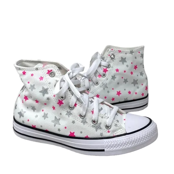 Converse Chuck Taylor Hi Sneakers White Pink Kid Women Size Canvas Shoes A05393F