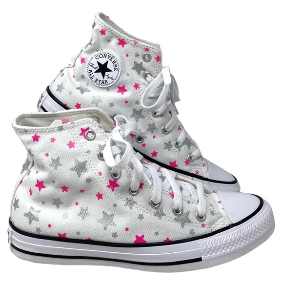 Converse Chuck Taylor Hi Sneakers White Pink Kid Women Size Canvas Shoes A05393F
