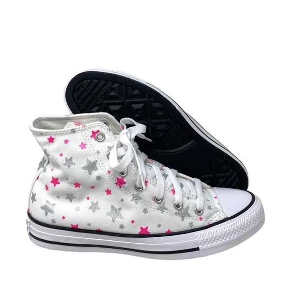 Converse Chuck Taylor Hi Sneakers White Pink Kid Women Size Canvas Shoes A05393F